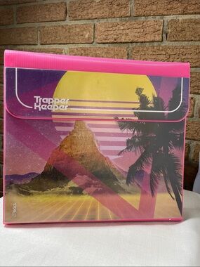 Mead Trapper Keeper Retro 80s Vaporwave Portfolio Binder Pink Neon 3 Ring